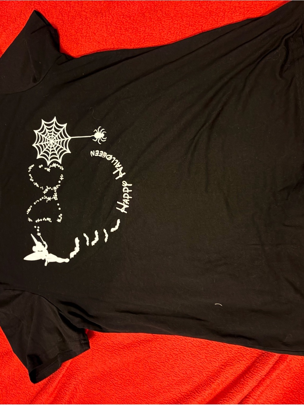 Disney Black Short Sleeve Halloween Graphic Tee - White Print